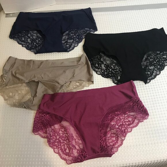 WOMENS LACED PANTIES MIDRISE KNIT FABRIC BREATHABLE SIZE L 8/10 NEW - Picture 8 of 8